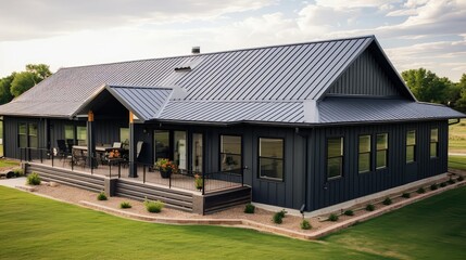 charcoal metal roofing house