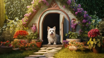 Obraz premium eagerly family dog house