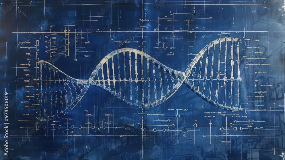 Poster blueprint showing the role of dna in inheritance, depicting how genetic information is passed from p
