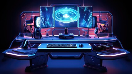 Naklejka premium high computer desk illustration