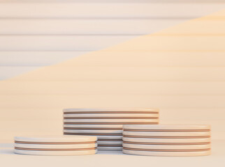 Mock up scene for branding and presentation isolated on pastel background; round winner podium; button like pedestal for exhibition of brand products and goods; 3d rendering, 3d illustration