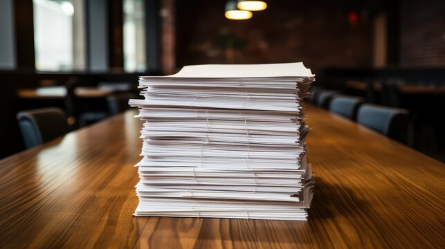stck papers on a table