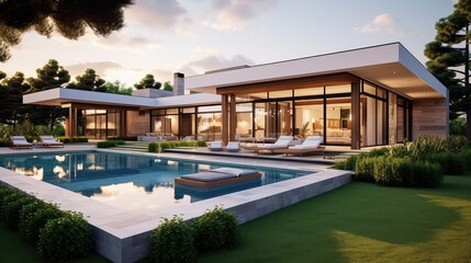 Fototapeta premium patio house with big yard