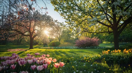 Naklejka premium Capture the balanced day and night of the vernal equinox with equal lengths of daylight and darkness,