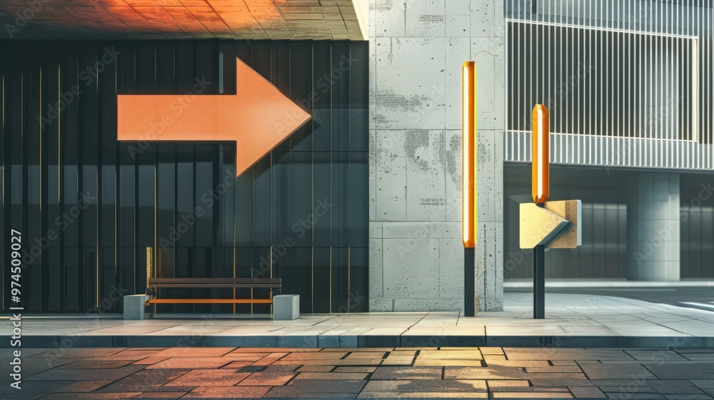 Poster create a modern set of arrow signs featuring minimalistic designs and bold typography, perfect for w