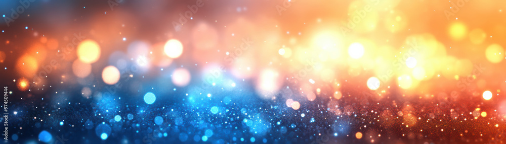 Poster abstract vibrant bokeh background with warm and cool tones creating a magical and dreamy atmosphere,