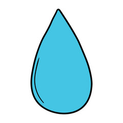 Hand drawn cartoon water drop on white background.