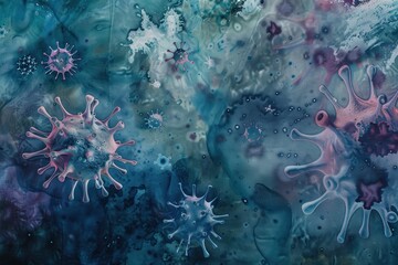 Obraz premium Flu season concept with medical mask, hand sanitizer, and a person sneezing.