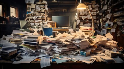 Obraz premium stacks paper desk