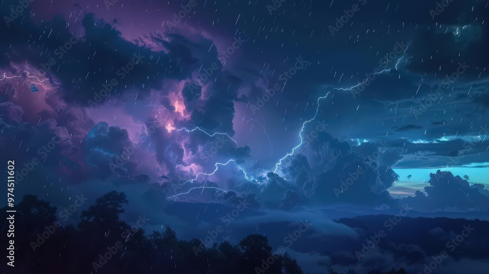 Poster create a time-lapse view of a thunderstorm forming, with lightning flashes illuminating darkening cl
