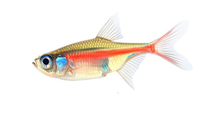 Fototapeta premium Neon Tetra tropical aquarium fish png isolated on transparent background