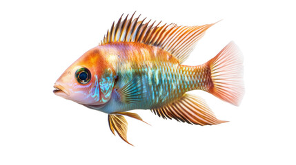 Fototapeta premium Cichlid tropical aquarium fish png isolated on transparent background