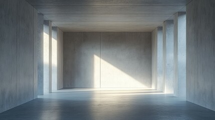 Obraz premium Modern 3D rendering of an empty room with plain concrete walls and open space.