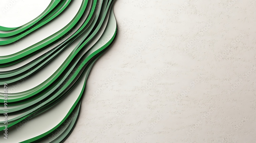 Poster abstract design featuring flowing green lines on a textured background, ideal for modern art and des