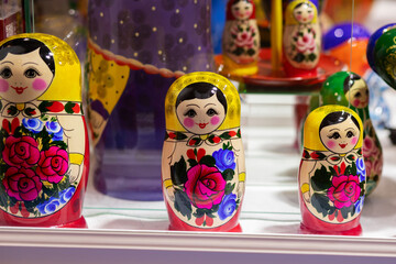 Matryoshka, Russian nesting doll, Traditional Wooden stacking souvenir