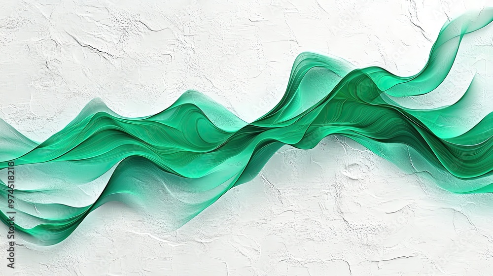Aufkleber abstract green wave design with smooth curves and textured background. perfect for modern decor and 