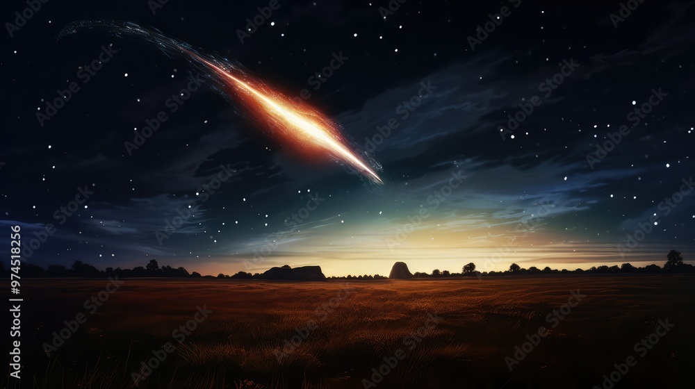 Wall mural tail fire comet flying