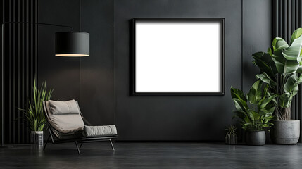elegant Home Decor with MockUp Picture Frame in a Stylish Living Room Setting