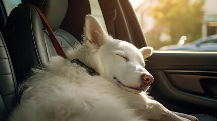 comfortably dog car white