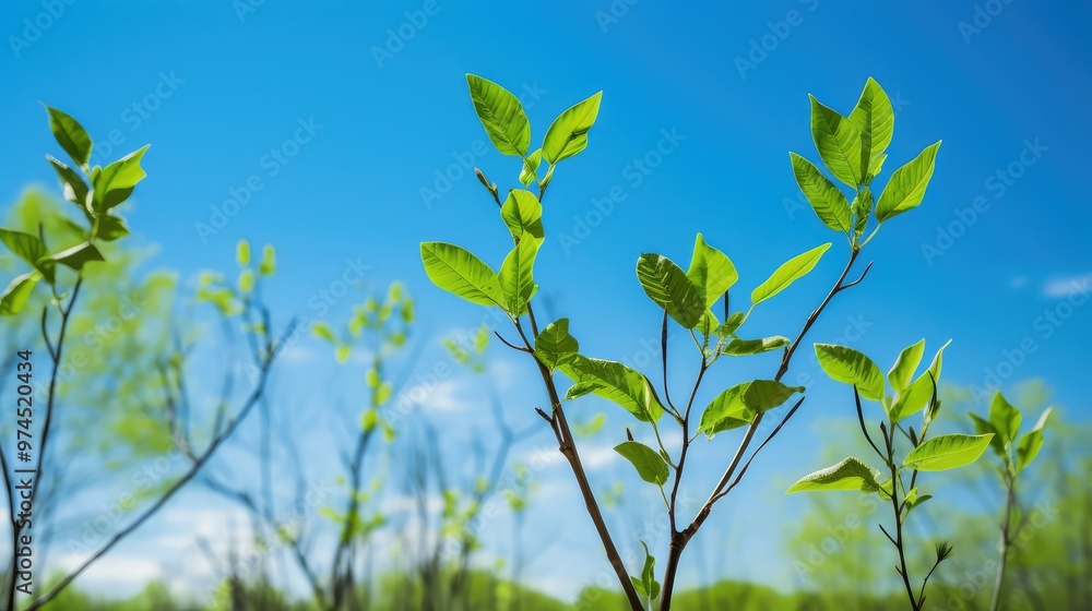 Wall mural trees spring green