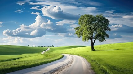 Fototapeta premium fields country road landscape