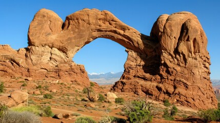 Fototapeta premium The dramatic landscape of Arches National Park, with its towering rock formations and unique arches,