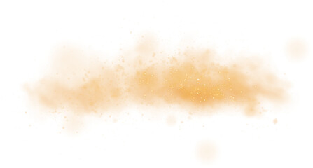 Fantastic yellow smoke background. Magic yellow smoke with glitter and small particles of twinkling stars. Fog with luminous particles. Yellow vapor with stardust. Morning fog over land or water surfa