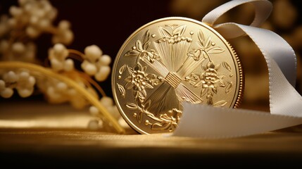 closeup gold coin award