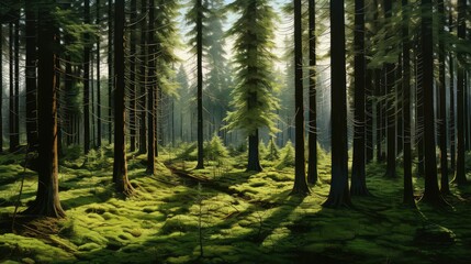 sunlight spruce trees