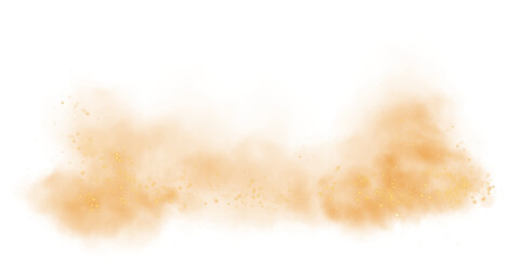 Fototapeta premium Fantastic yellow smoke background. Magic yellow smoke with glitter and small particles of twinkling stars. Fog with luminous particles. Yellow vapor with stardust. Morning fog over land or water surfa