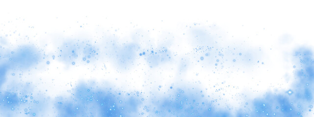 Fantastic blue smoke background. Magic blue smoke with glitter and small particles of twinkling stars. Fog with luminous particles. blue vapor with stardust. Morning fog over land or water surface, ma