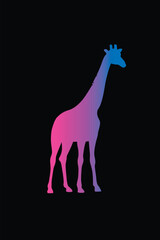 The silhouette of a giraffe. Original vector illustration in vintage style.