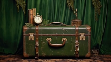 brass vintage green background