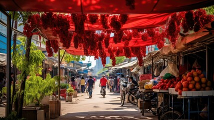 Obraz premium vendors red canopy