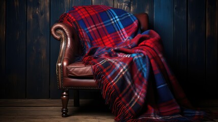 Fototapeta premium cozy tartan background blue red