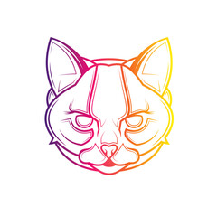 Predatory cat. Original vector illustration in vintage style. T-shirt design.
