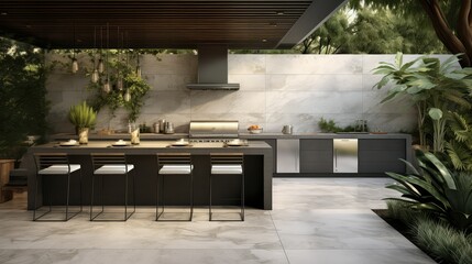 Fototapeta premium stainless backyard kitchen