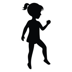 Young female gymnast silhouette, enegetic workout vector art, kids exercise icon and logo design.