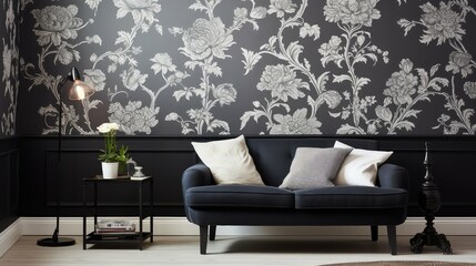 floral black and white designs