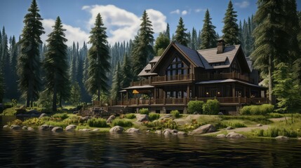 mountains huge house