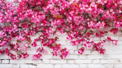 Fototapeta premium pink white brick with flowers