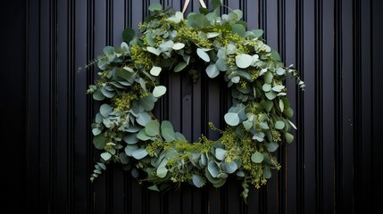Fototapeta premium wreath modern eucalyptus leaves greenery