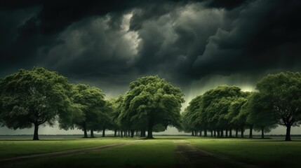 clouds storm trees