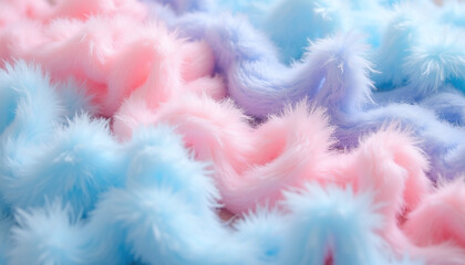 a bunch of pink and blue feathers with a blury background