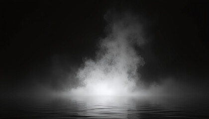 Obraz premium a foggy fog in the water with a light shining through it