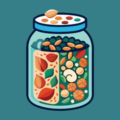 mixed nuts and seeds in a glass jar brain boostin