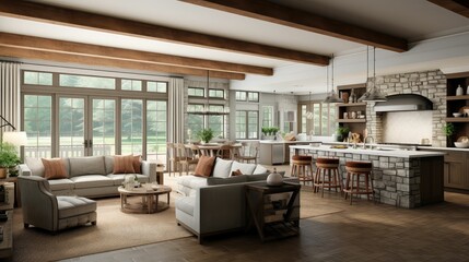 Fototapeta premium rustic kitchen family room