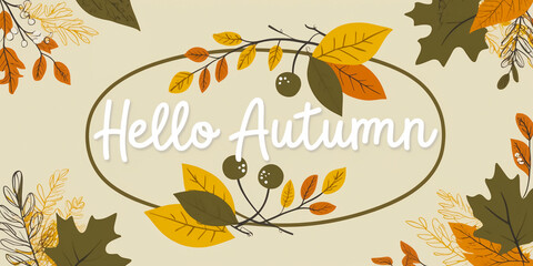 Beautiful autumn leaves, frame, design illustration