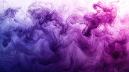 Fototapeta premium Abstract, swirling patterns of ink in water, captured in a gradient from deep indigo to pale lavender, forming an ethereal, minimalistic scene.