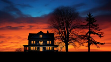 colorful house sillouette